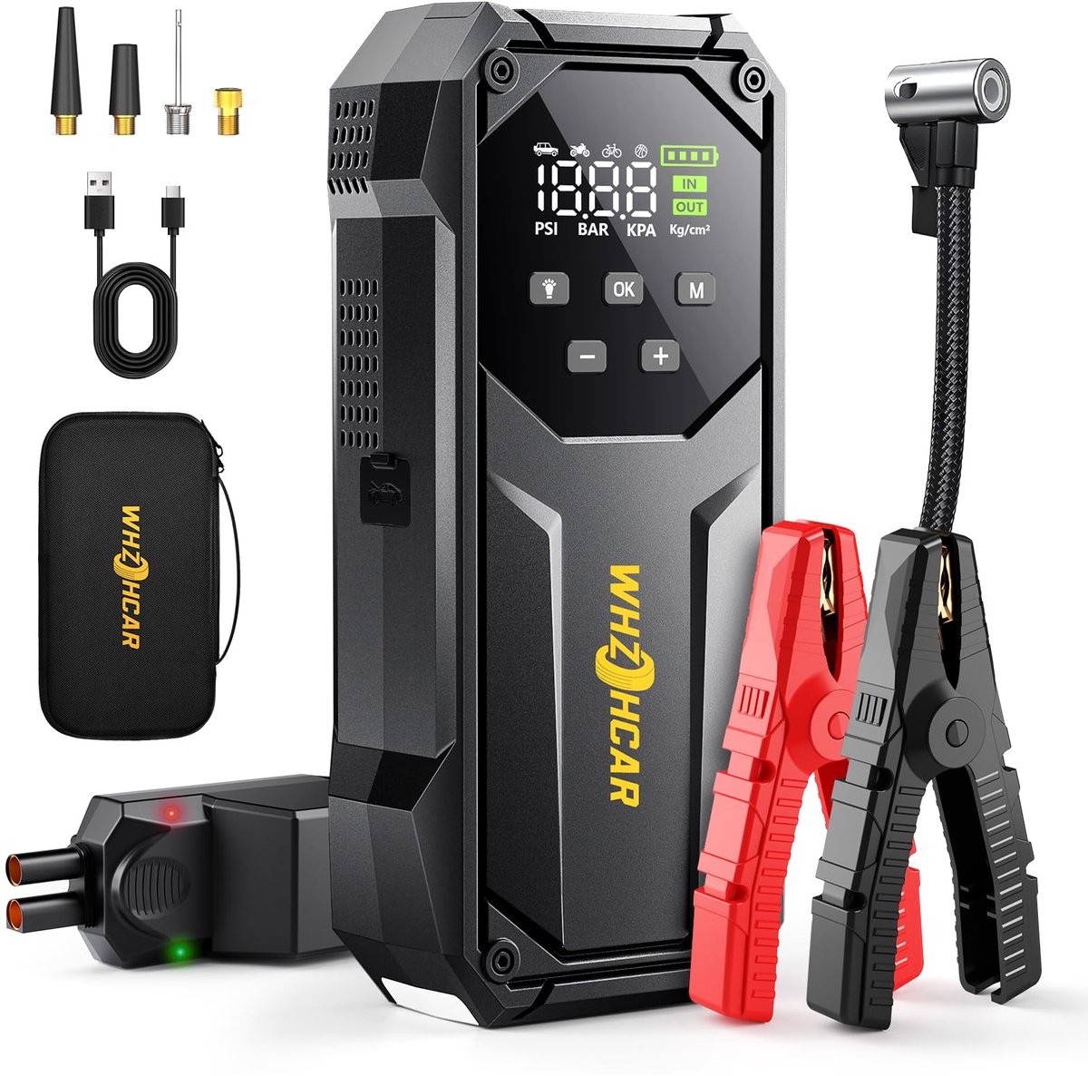 Starthulp auto powerbank 9000A - jump starter - 160 PSI compressor - start je auto snel - ShopVlot