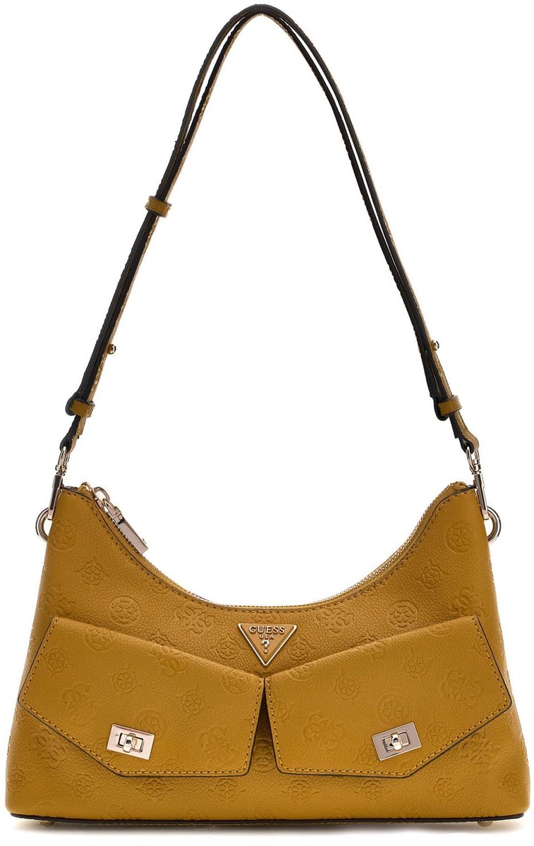GUESS schoudertas Blake Convertible Shoulder Bag Topaz Logo mosterdgeel