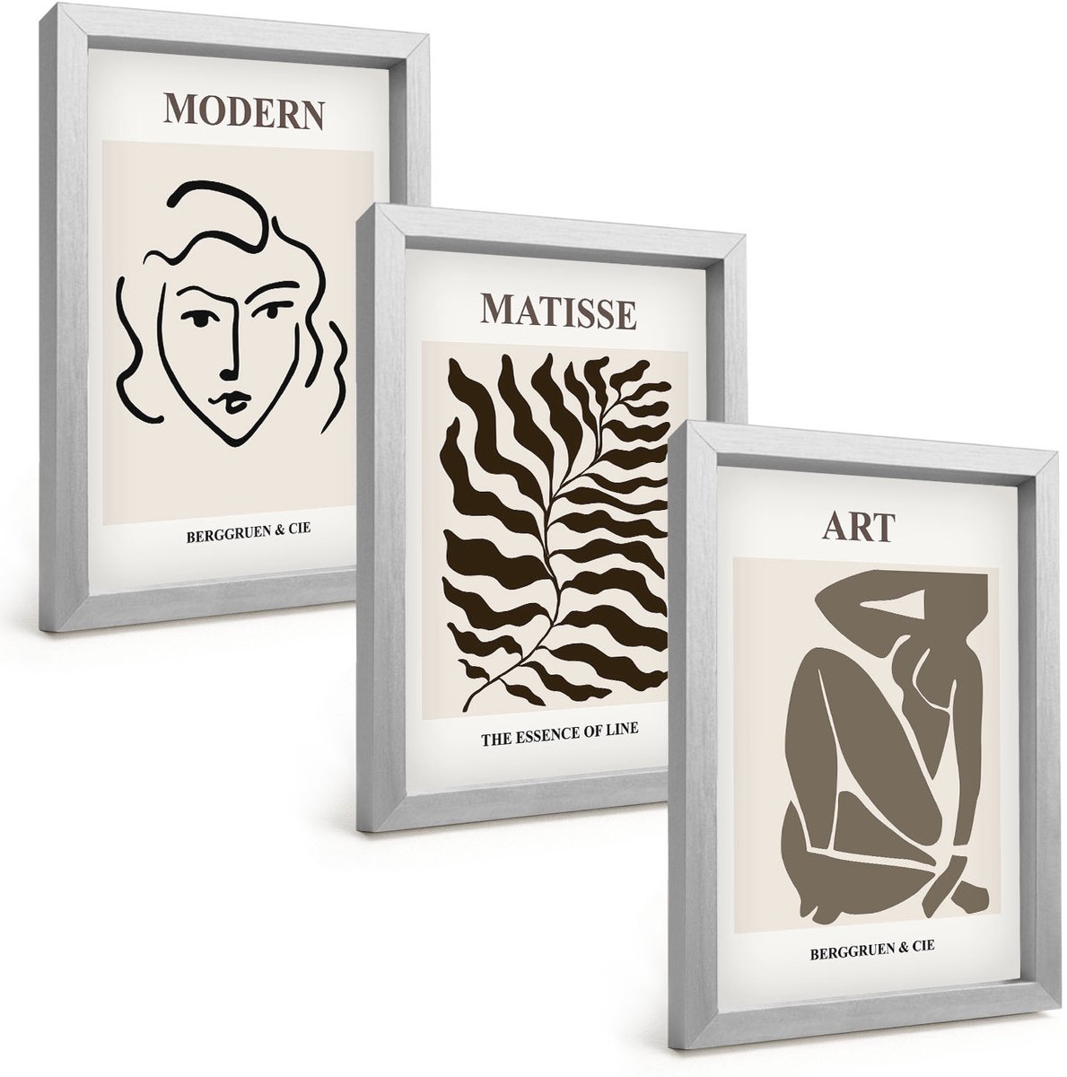 Tulup 4-Delige Schilderij Set - Stijlvolle afbeeldingen met lijnen en figuren in neutrale kleuren. - 20 x 30 cm - Wanddecoratie - Muurdecoratie - Woonkamer - Moderne Wanddecoratie