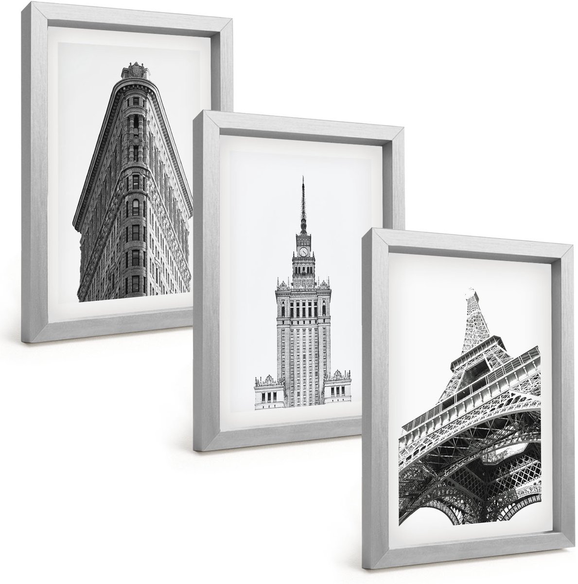 Tulup 4-Delige Schilderij Set - Architectonische gebouwen in zwart-wit minimalisme - 20 x 30 cm - Muurdecoratie - Wanddecoratie - Slaapkamer - Stijlvolle Muurdecoratie