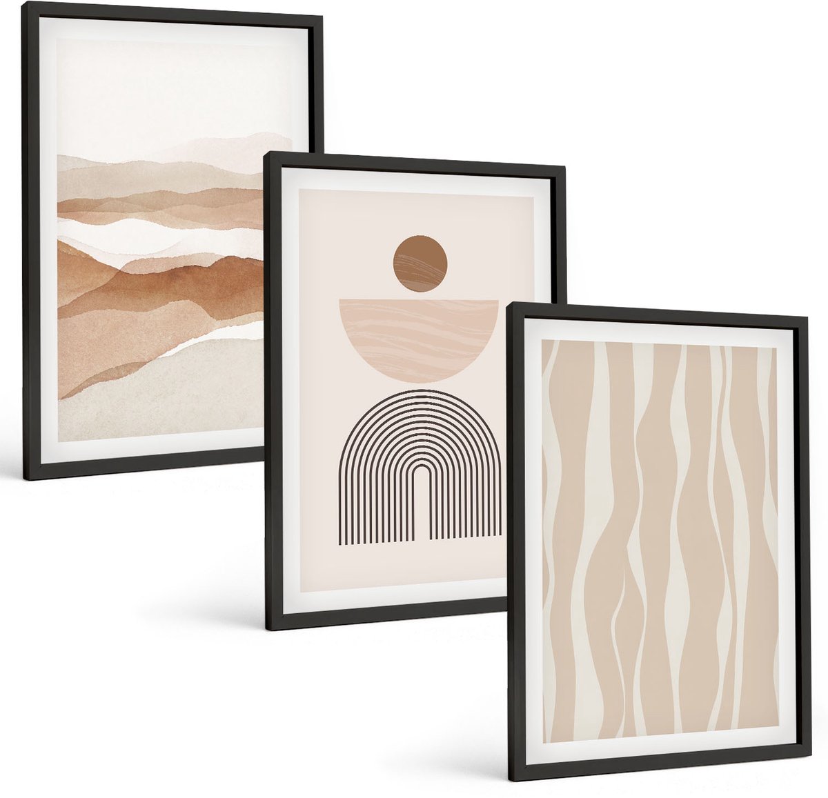 Tulup 4-Delige Schilderij Set - Abstracte landschapsvormen uit de natuur en geometrie - 40 x 60 cm - Decoratieve Muurdecoratie - Slaapkamer - Moderne Wanddecoratie