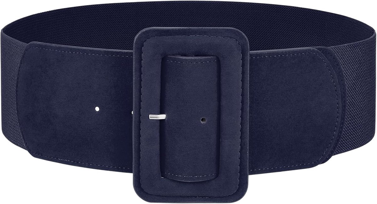 JasGood Women's Wide Belt Vintage Elastic Waist Belt Wide for Dress Coat, Dark Blue - ShopVlot