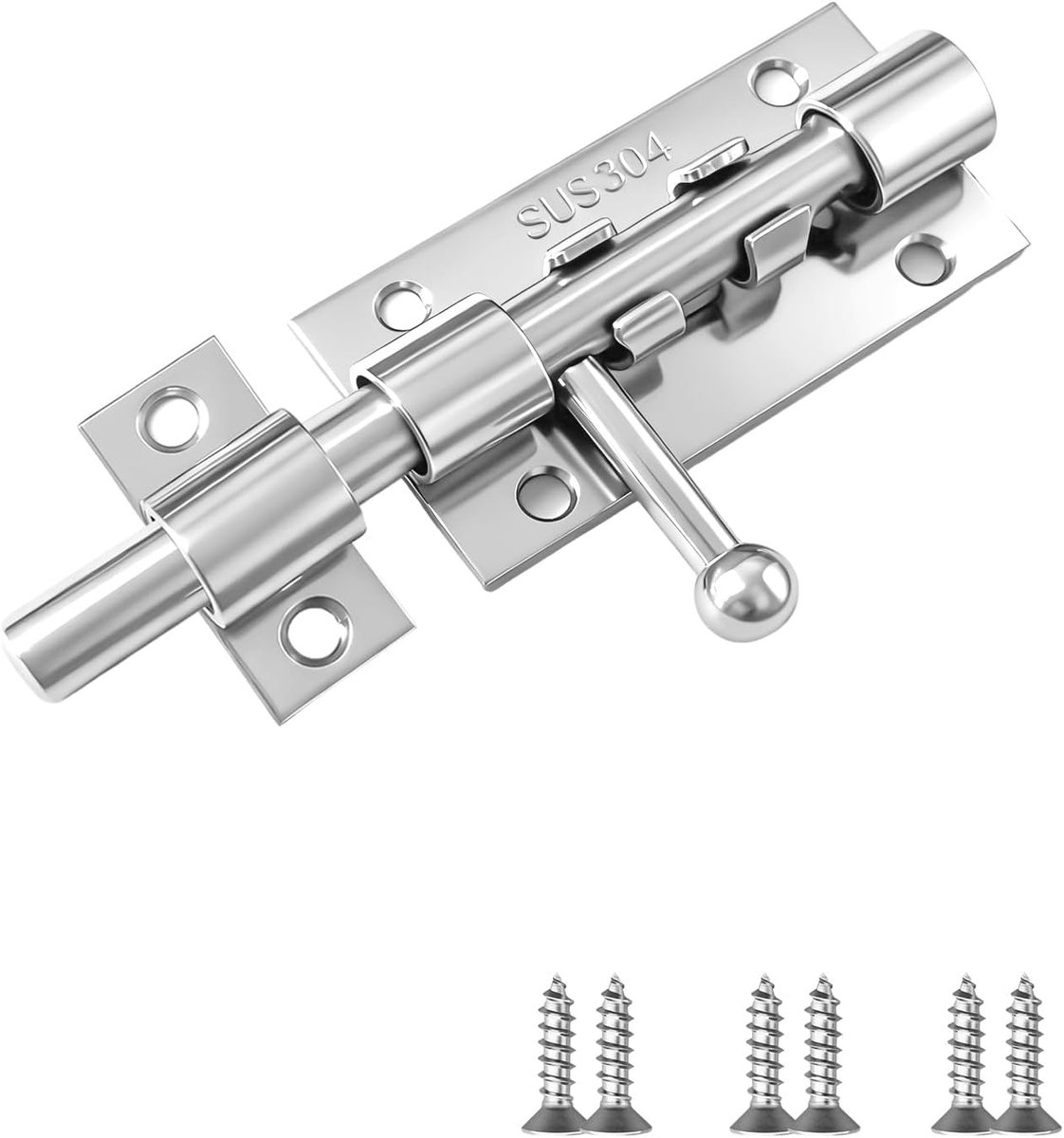 IGXX 10cm Compacte Schuifgrendel, 304 RVS, Met Gaten Voor Hangslot - ShopVlot