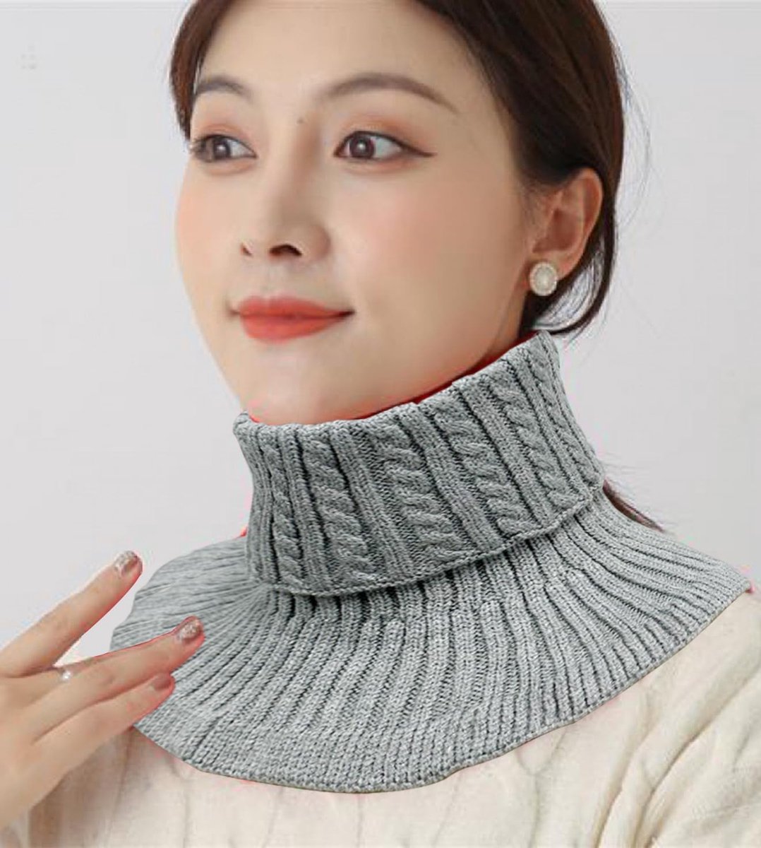 JFAN Women's False Turtleneck Winter Faux Collar Removable Knitted Necklace Collar Warm 2 Pieces for Women - ShopVlot