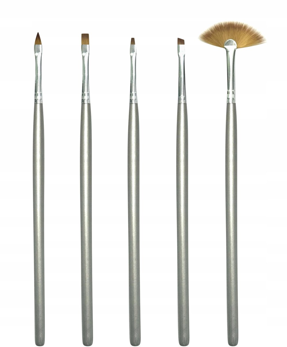 5x Professionele Nagel Penseel Set - Gel, Acryl & Nail Art