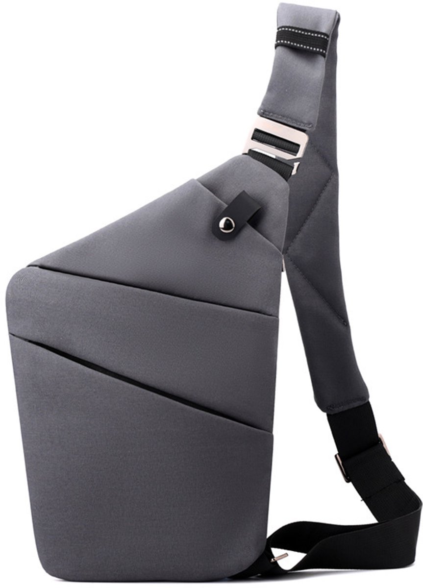 Veilige Schoudertas met Anti-Diefstal Functie - Waterdichte Crossbody Bag-schoudertas met grote capaciteit-Stijlvolle reistassen-Rechter schoudertas-Donkergrijs