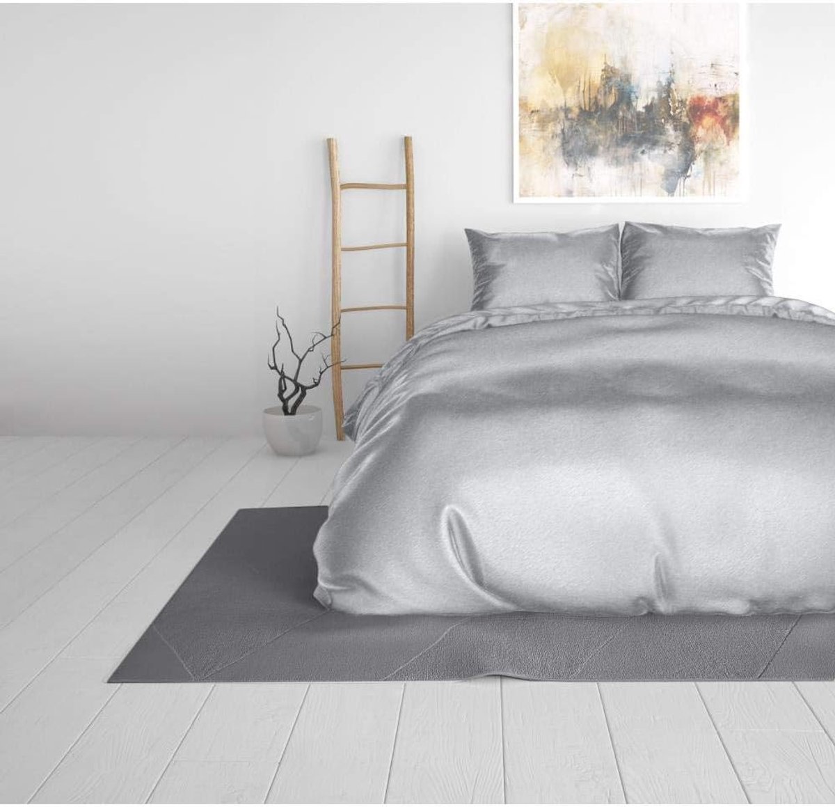 Duvet Cover Set, Beauty Skin Care, Antiallergenic, Regulates Sebum Production, Gorgeous Shine, 140x200/220, Silver - ShopVlot