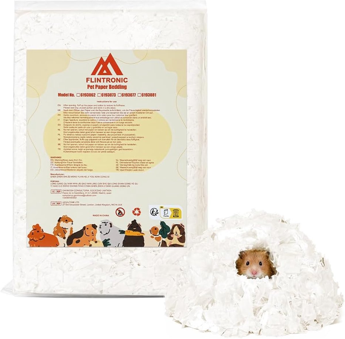 Flintronic Strooisel voor kleine dieren, 15 l, kattenbakvulling voor knaagdieren, stofarm en allergievrij - ShopVlot