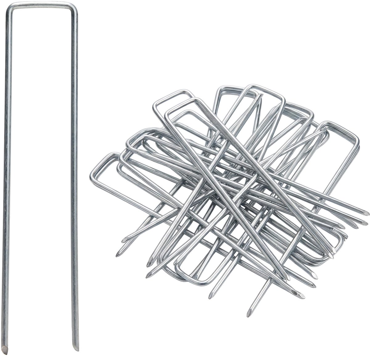 Garronda Set van 25 Verzinkte Grondpennen Ø 3 mm 150 x 25 mm U-vorm Bevestigingspennen voor Geotextiel Worteldoek - ShopVlot