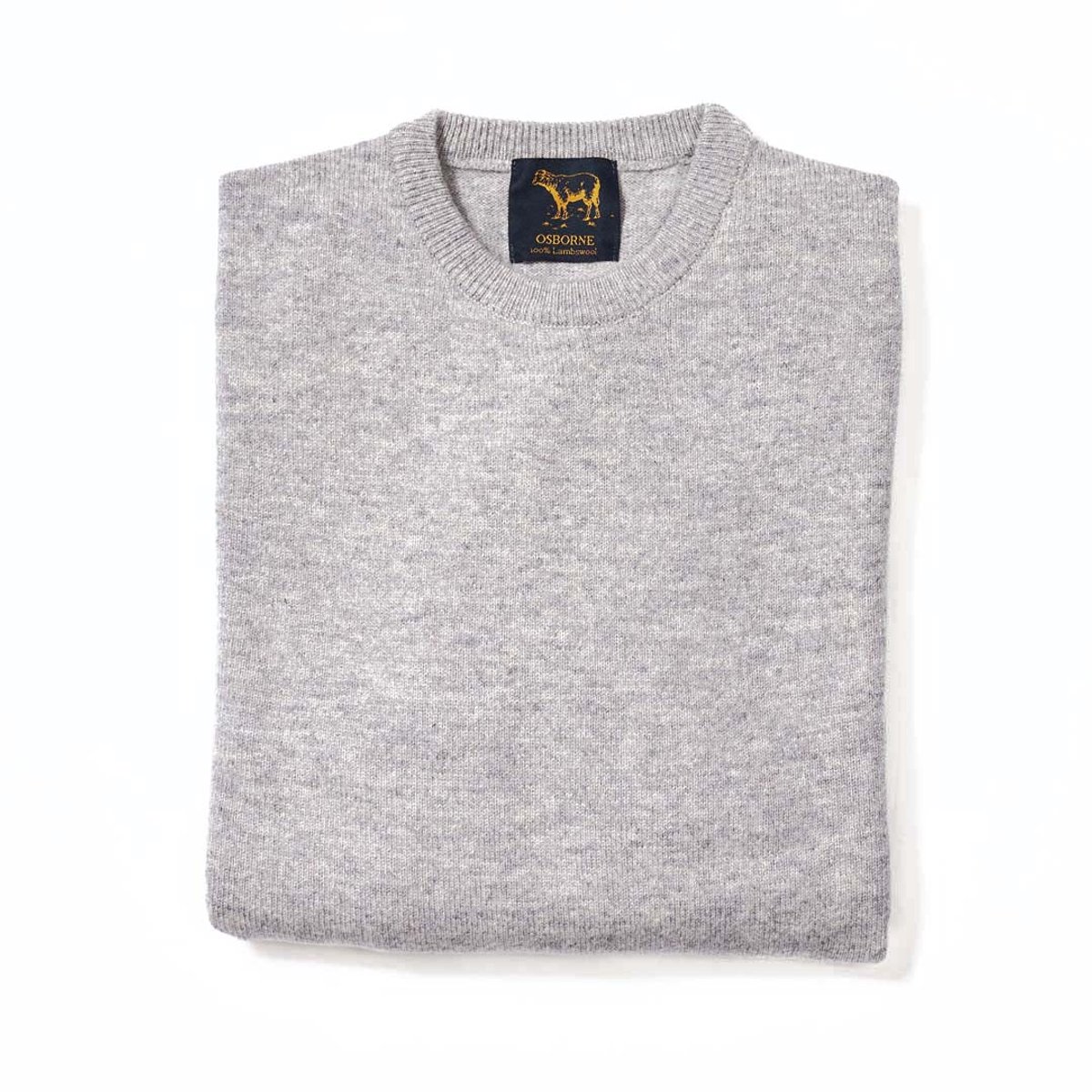 Osborne Knitwear Trui met ronde hals - Sweater heren in Lamswol - Pullover Heren - Light Grey - 3XL