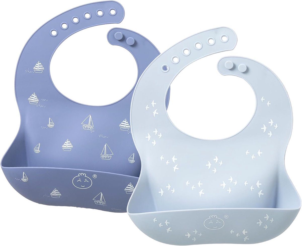 Dimsum Silicone Baby het Voeden Slabbetjes gemakkelijk Regelbaar en veegt Schone Zachte Waterdichte Spenen Slabbetjes af