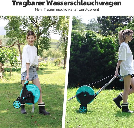 verrijdbare slanghaspel voor 42 m 1/2 inch slang, met wielen, verstelbare leuning en snelkoppeling, montage zonder gereedschap — afbeelding 4