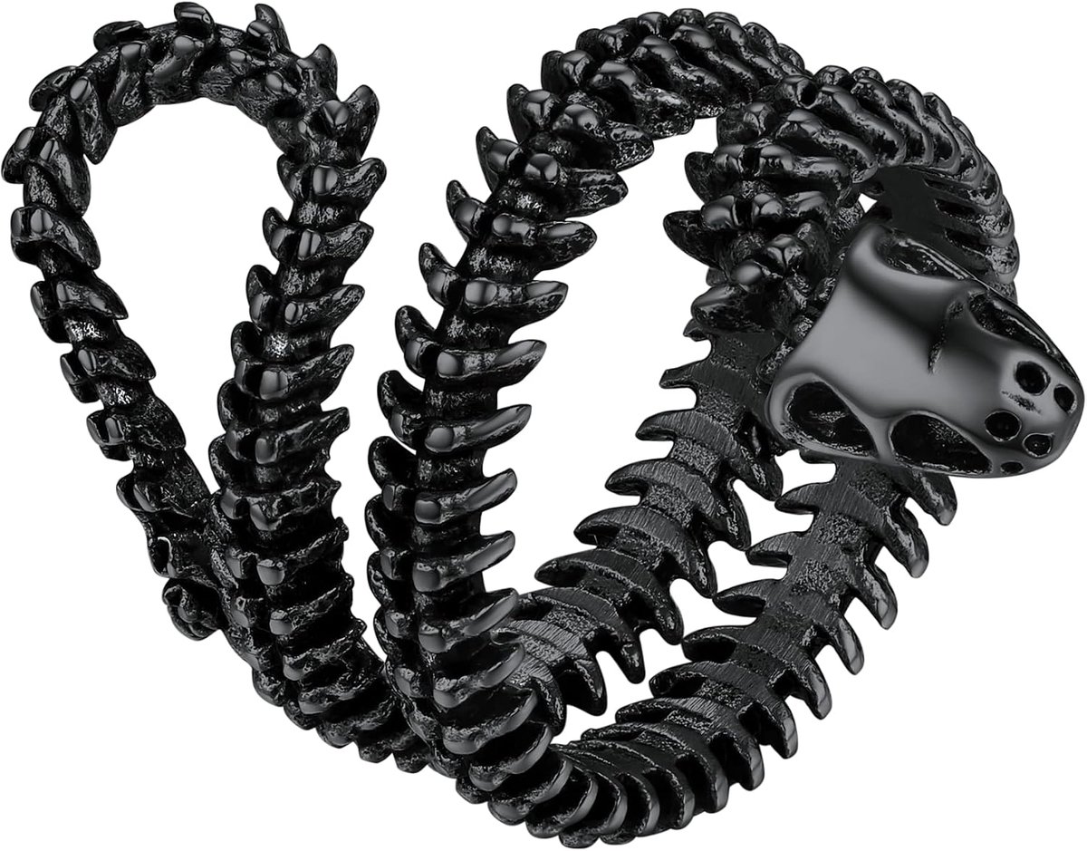 Slangenring voor heren, vintage, slangenbeen-ring, statementring, roestvrij staal, cool, hiphop, roker ringen, vingerring, modesieraad, accessoire voor mannen en jongens