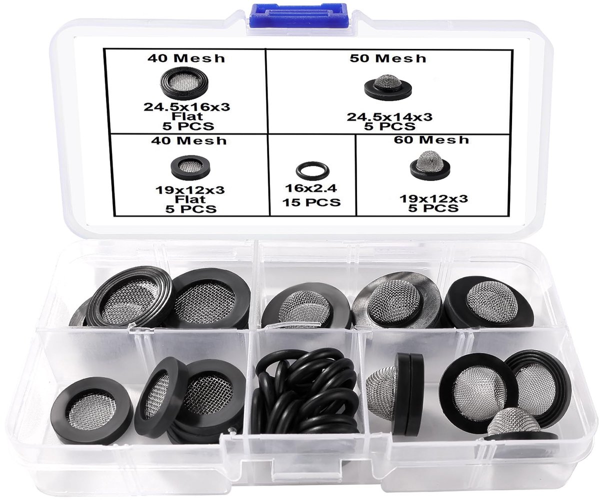 35 Stuks 1/2 3/4 Inch Zeefafdichting O-Ring Kit, Mesh Rubberen Ringen, Afdichtring met Zeef, voor Waterkraan Douche Tuinslangconnector