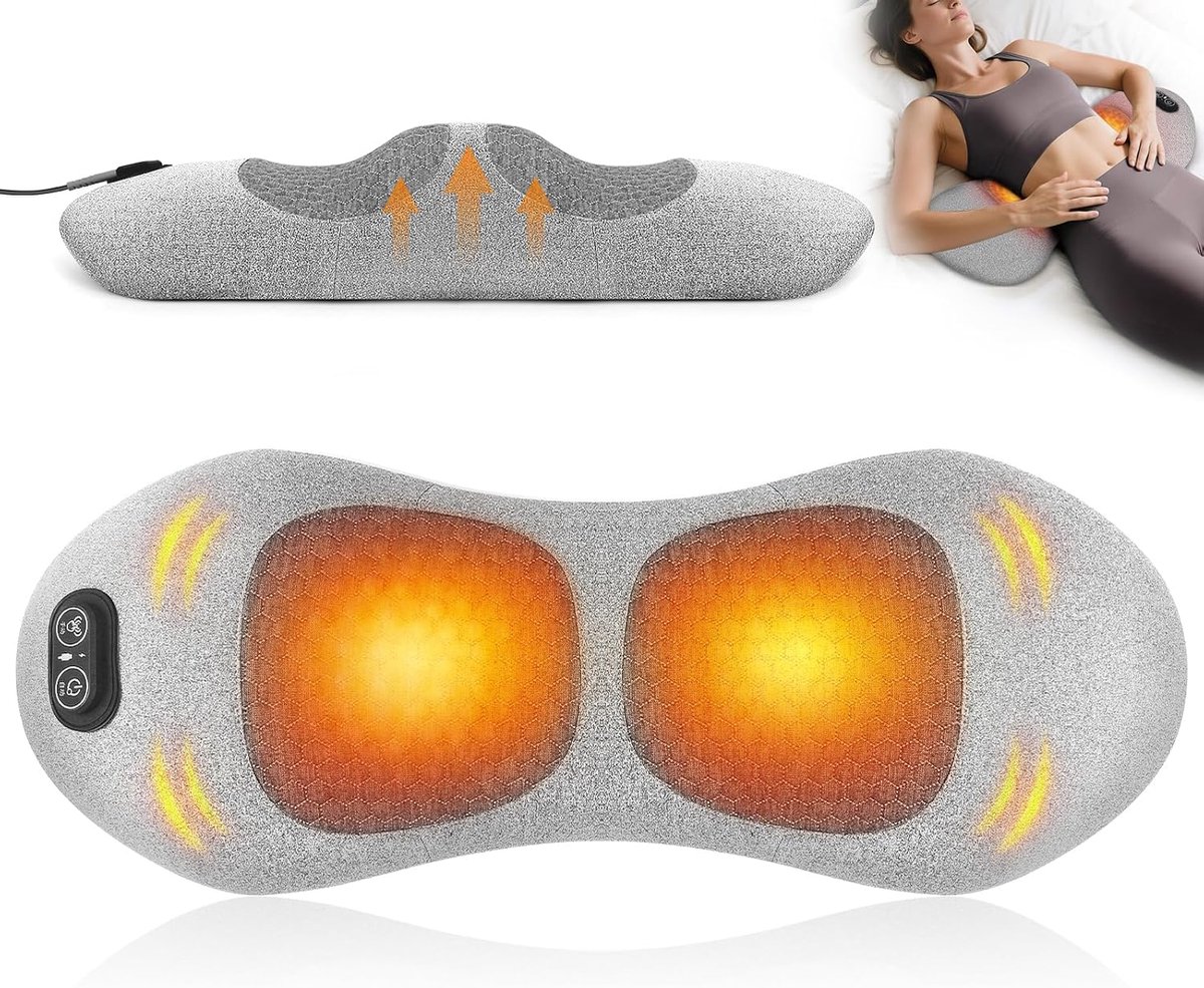 Massagekussen- 3-in-1 elektrisch rugmassagekussen met shiatsu, warmte 2500mAh - en vibratiefunctie - Oplaadbaar via USB - Lendensteun - Grijs