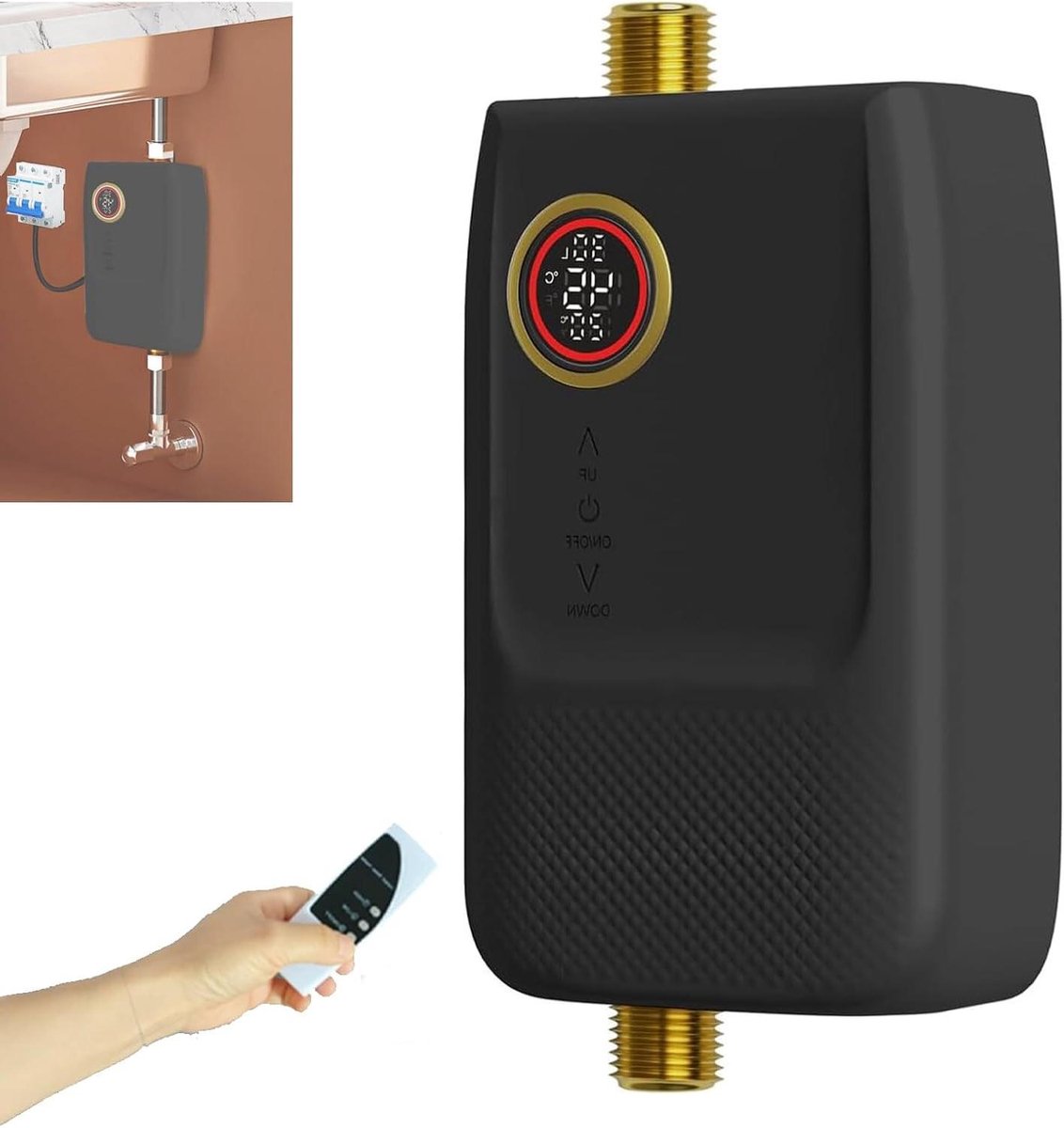 Elektrische mini boiler - Doorstroomverwarmer - Direct warm water - Touchscreen bediening - 5500 Watt - Zwart
