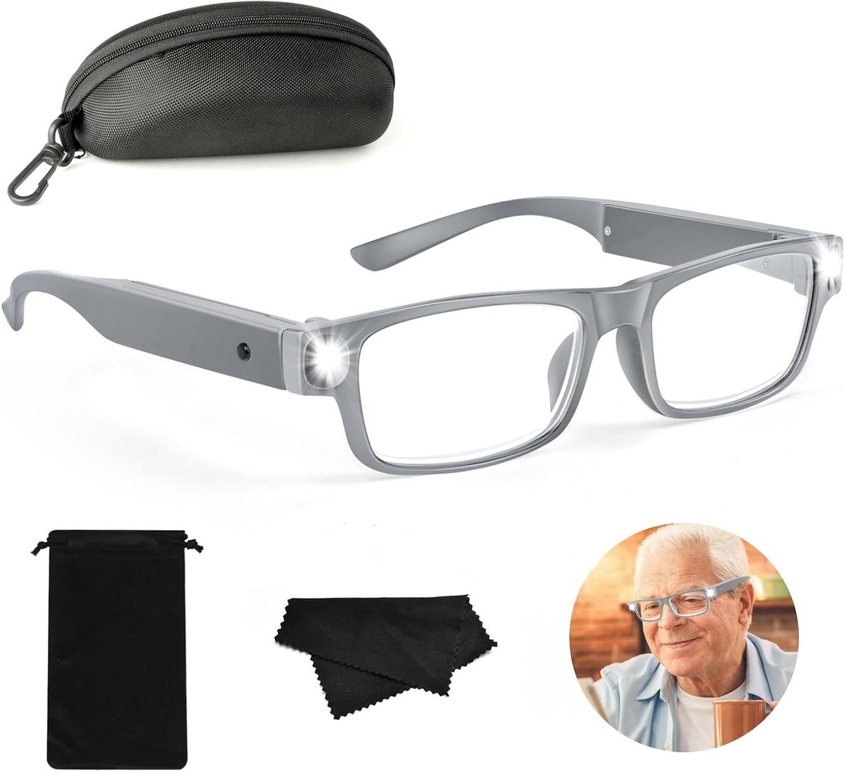 Vergrootglazen met licht - Vergrotende bril - Nauwkeurig werk - 300% vergroting - USB oplaadbaar - Zwart