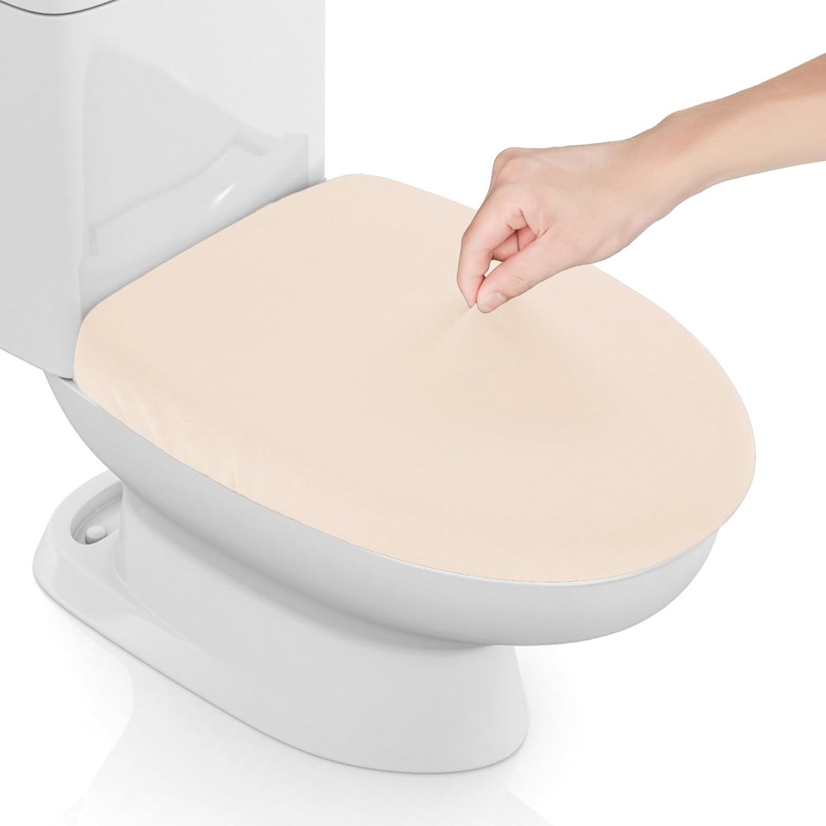 Toiletzitting Deksel Cover - Beige Spandex - Wasbaar en Zacht - Geschikt voor de meeste toiletdeksels - ShopVlot