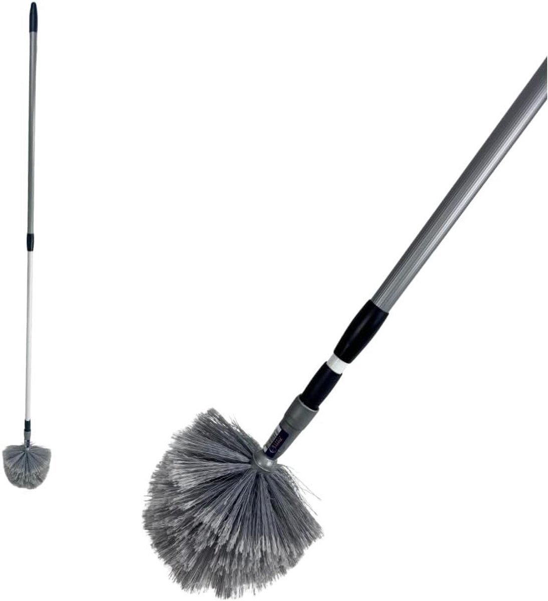 Ragebol met steel - Stoffer plumeau - Hoogtes schoonmaken - Uitschuifbaar tot 175cm - 175 cm - Grijs