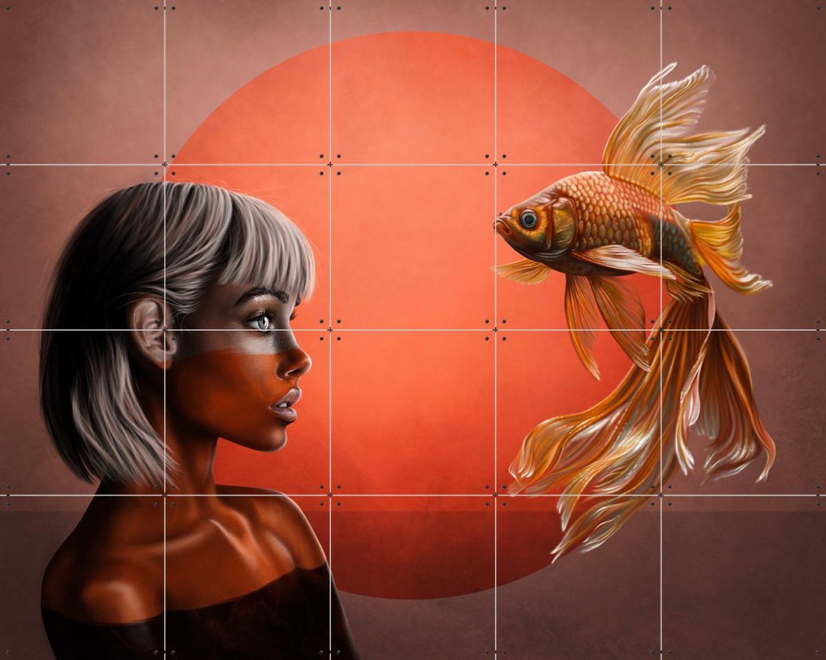 IXXI Drift Of Gold, Erik Andreas - 100 x 80 cm - Gratis ophangtool - Grote wanddecoratie en posters - Digitale Kunst, Abstract, Speels, Surrealisme