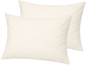 Droomtextiel Kussenslopen 60x70 cm Ivoor Set Van 2 Stuks - Hotelkwaliteit - 100% Hoogwaardige Katoen
