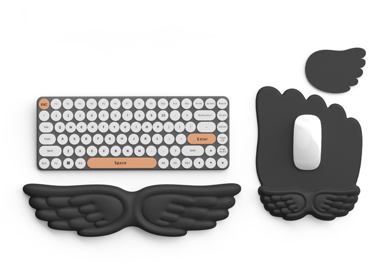 Polssteun voor toetsenbord, ergonomische polssteun voor muis en toetsenbord met onderzetters, zacht traagschuim voor computer en laptop, thuiskantoor, gaming （zwart）