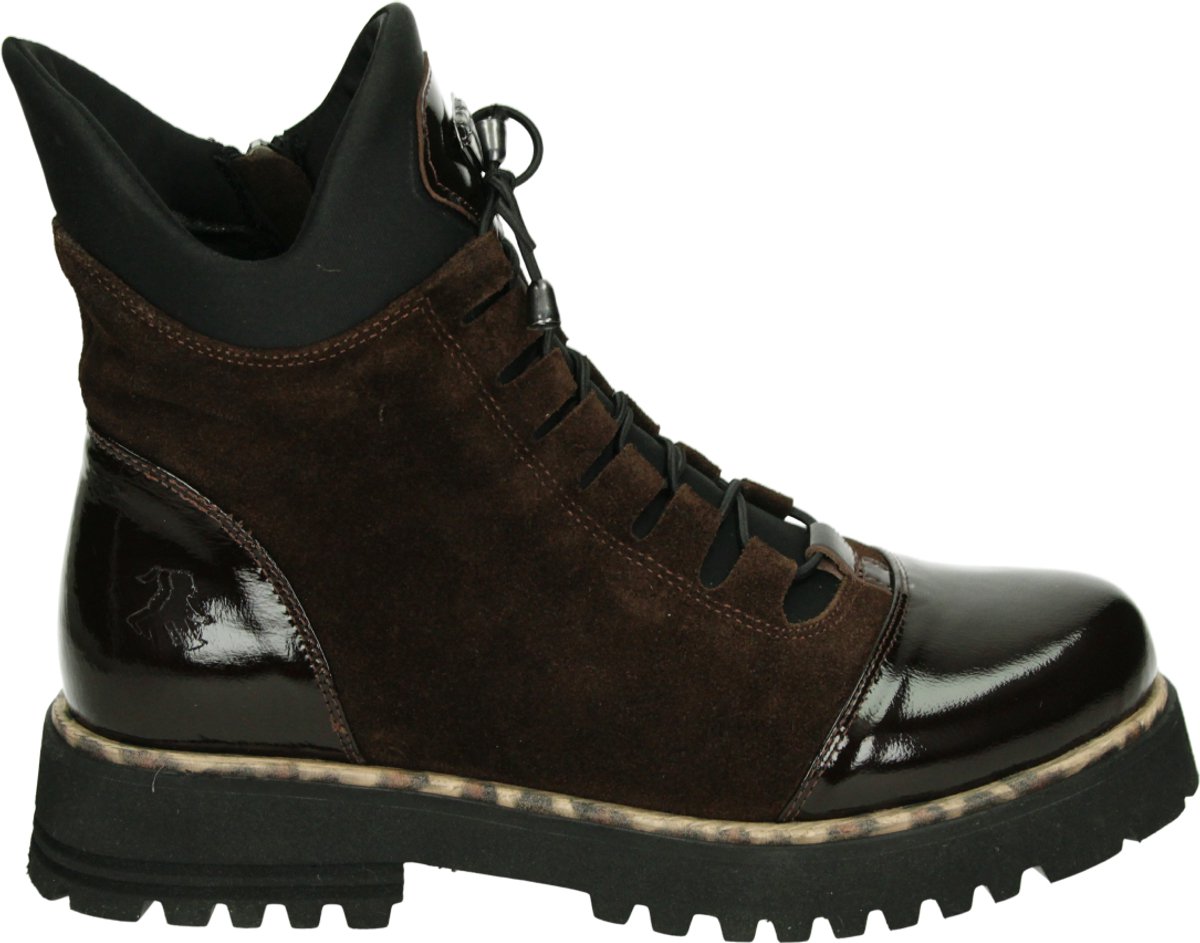 2Go Fashion - 8259502 - Hoge sneakersVeterbootsDames veterschoenenDames sneakersHalf-hoge schoenen - Kleur: Bruin - Maat: 38