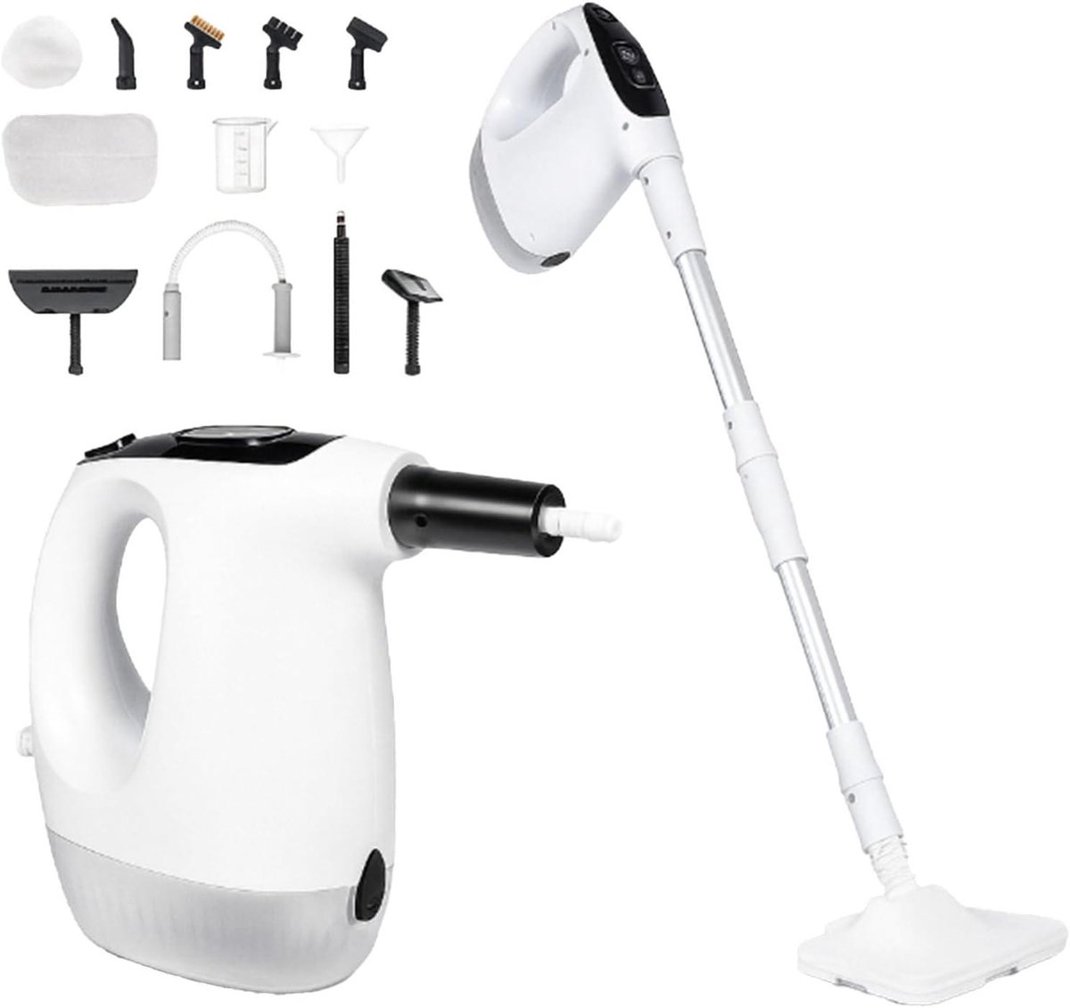 Handstoomreiniger - Draagbare stoomreiniger - Hygiënisch Huis Reinigen - 2-in-1 Ontwerp - 500 ml tank - Wit