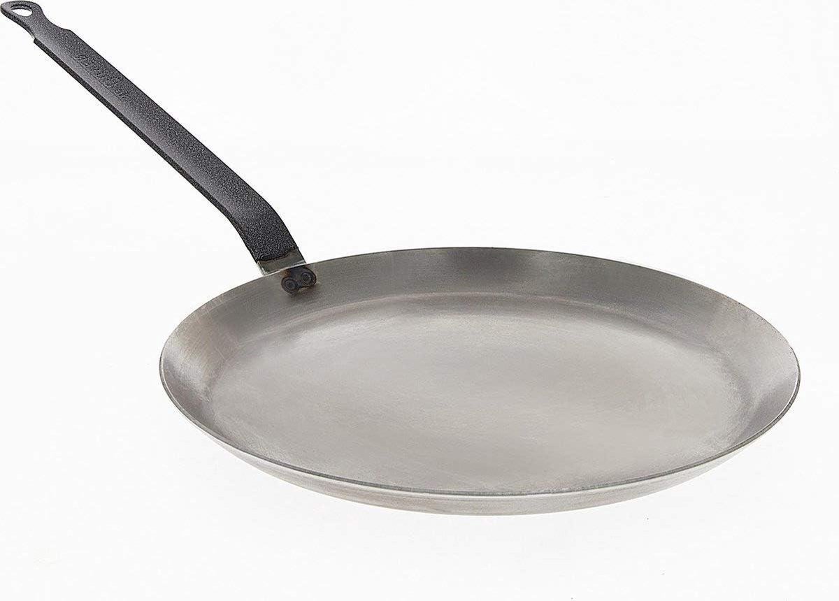 Pannenkoekenpan Staal Crêpepan Koekenpan Pannenkoeken Bakken Natuurlijke Anti-aanbaklaag 30 cm Zilver