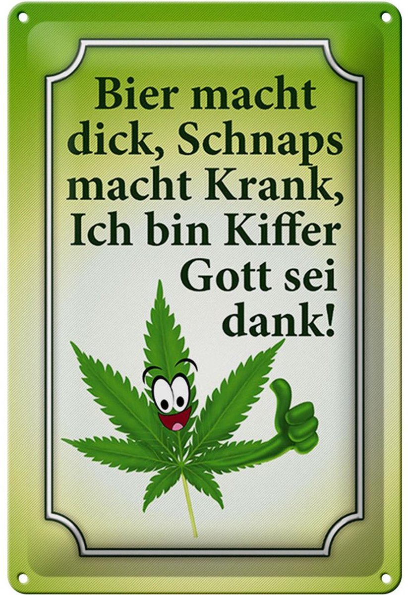 Blechschild Spruch 20x30cm Bier dick Schnaps krank Kiffer