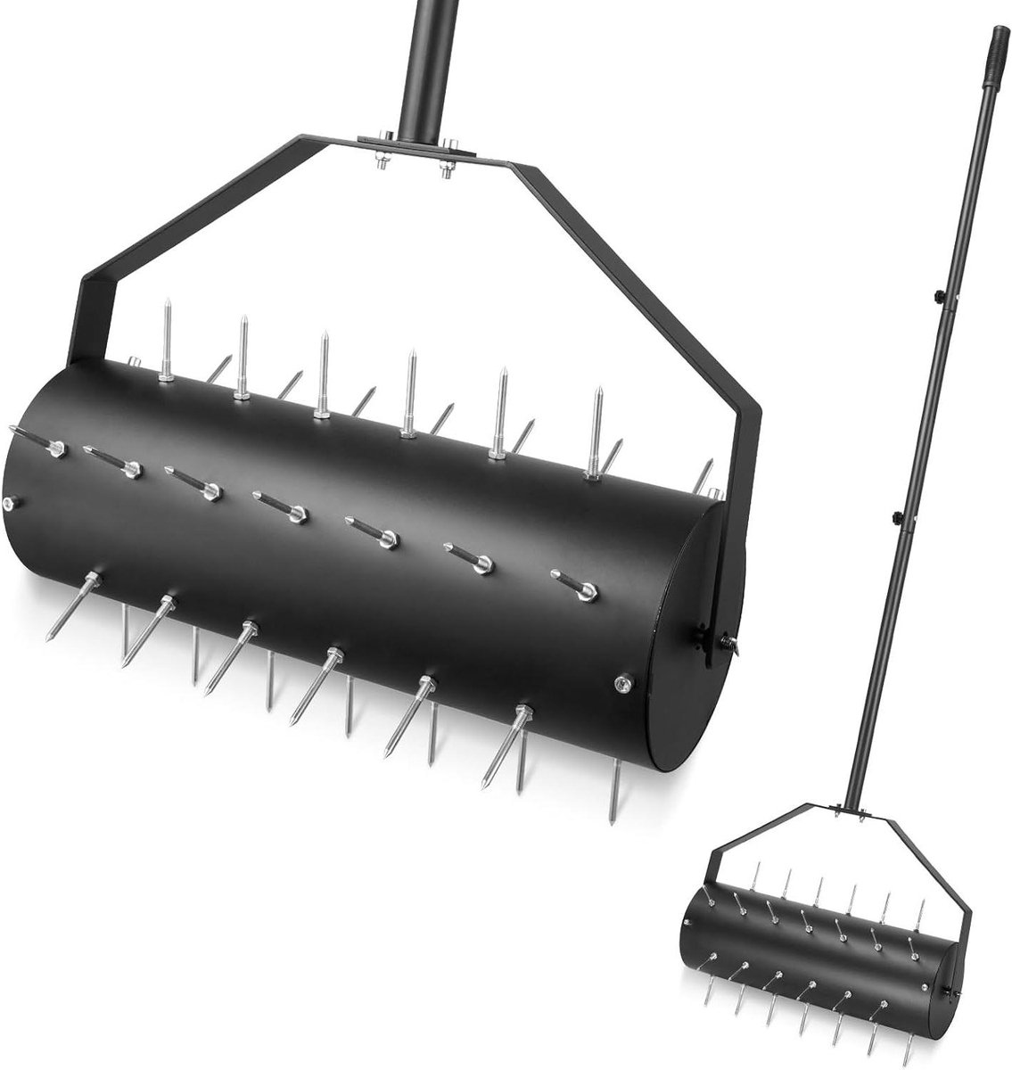 Gazonbeluchter Handmatig - Gazonventilator Rollen - Gazononderhoud - 39 Scherpe Nagels - 44 cm x 141 cm - Grijs