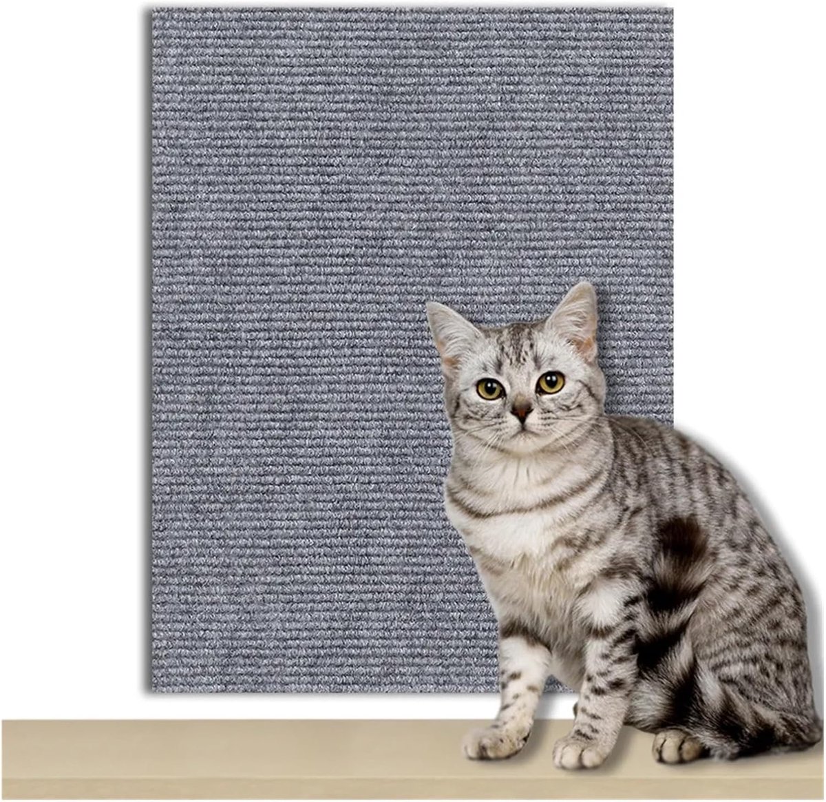 Bankbeschermer tegen krabben - Meubelbeschermer tegen krabben van katten - Krabmat voor aan de muur - Meubelbeschermpad - 60*30cm - Krabmat voor katten - Geschikt voor woonkamers, slaapkamers -Lichtgrijs