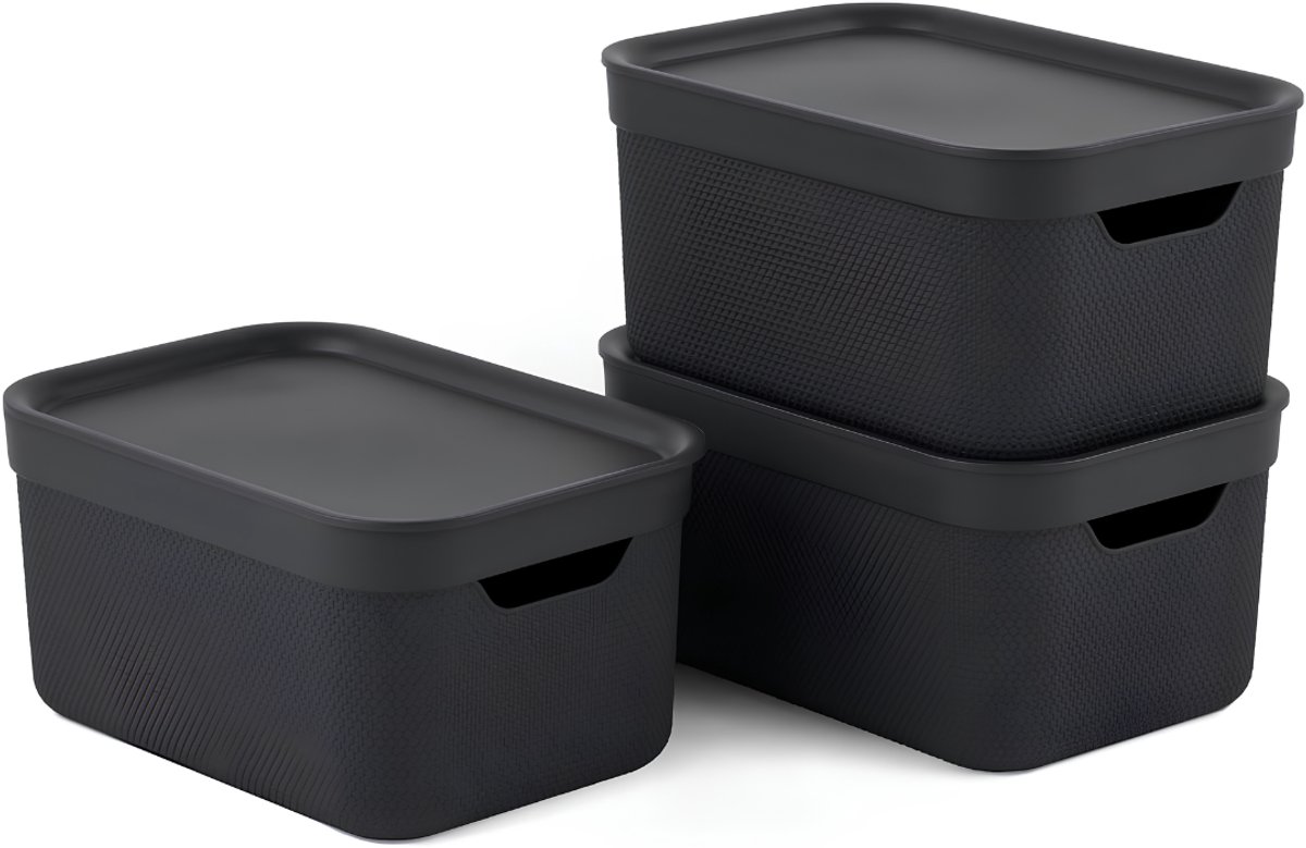 NIVA® Opbergbox - Opbergdoos - Opbergmand - Zwart - 27cm x 19cm x 14cm
