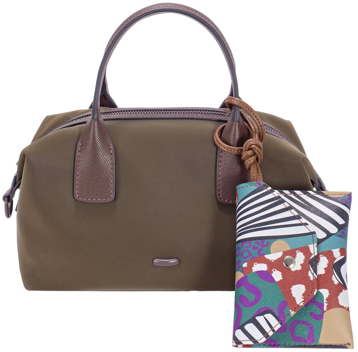 David Jones nylon handtas Saartje - Dames - Olijfgroen
