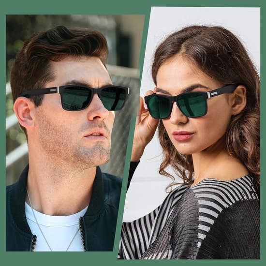 gepolariseerde zonnebril voor heren en dames UV400 bescherming Klassieke vierkante zonnebril Lichtgewicht frame voor autorijden, vissen, reizen, sporten — afbeelding 4