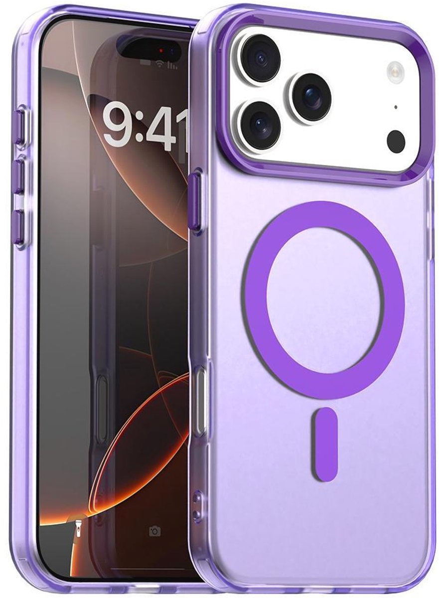 Mobigear Hoesje geschikt voor Apple iPhone 18 Pro Max MagSafe Telefoonhoesje Hardcase | Mobigear Shockproof Backcover | Geschikt voor MagSafe | Geschikt voor Draadloos Opladen met Magnetische Ring | Geschikt voor MagSafe Case - Paars