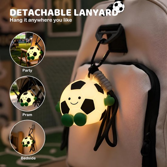 Ryoudavell - Voetbal Siliconen Nachtlampje - Mini LED Kinderlamp met Tikbediening - 7 Kleuren & 3 Helderheidsniveaus - Met Afneembaar Draagkoord - BPA-vrij - Voor Kinderkamer, Slaapkamer & Cadeau van ryoudavell — afbeelding 3