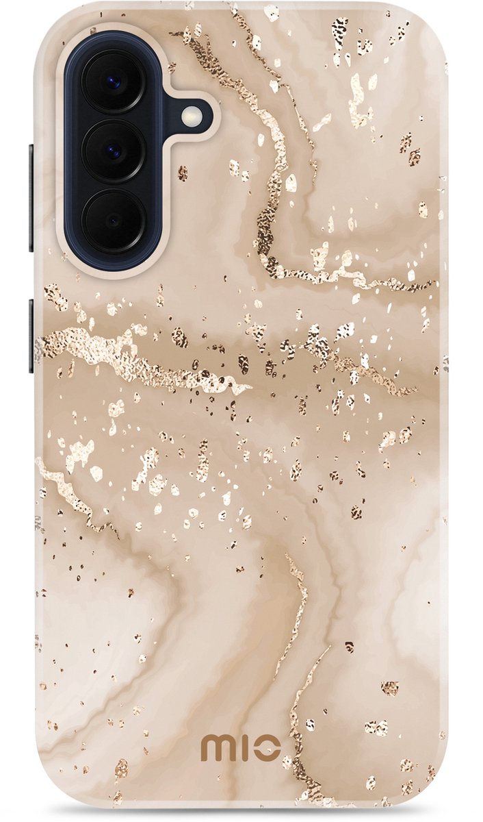 MIO Hoesje Geschikt voor Samsung Galaxy A57 - Compatibel met MagSafe / Qi2 - Hard Shell Back Cover Case Gold Marble