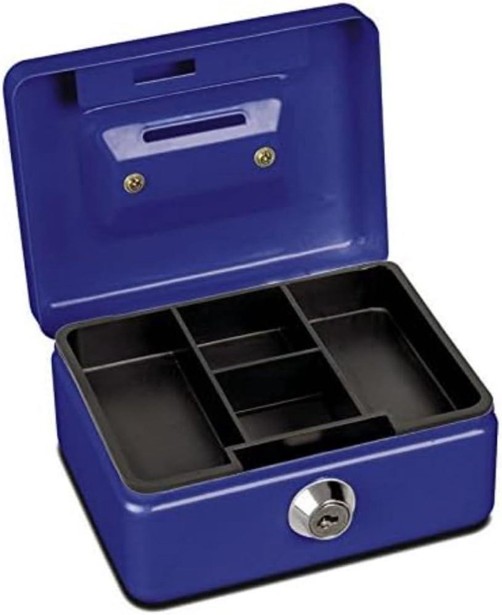 Geldcassette - Muntinworp box - Geld veilig opbergen - Inclusief 2 sleutels - 125 x 95 x 60 mm - Blauw