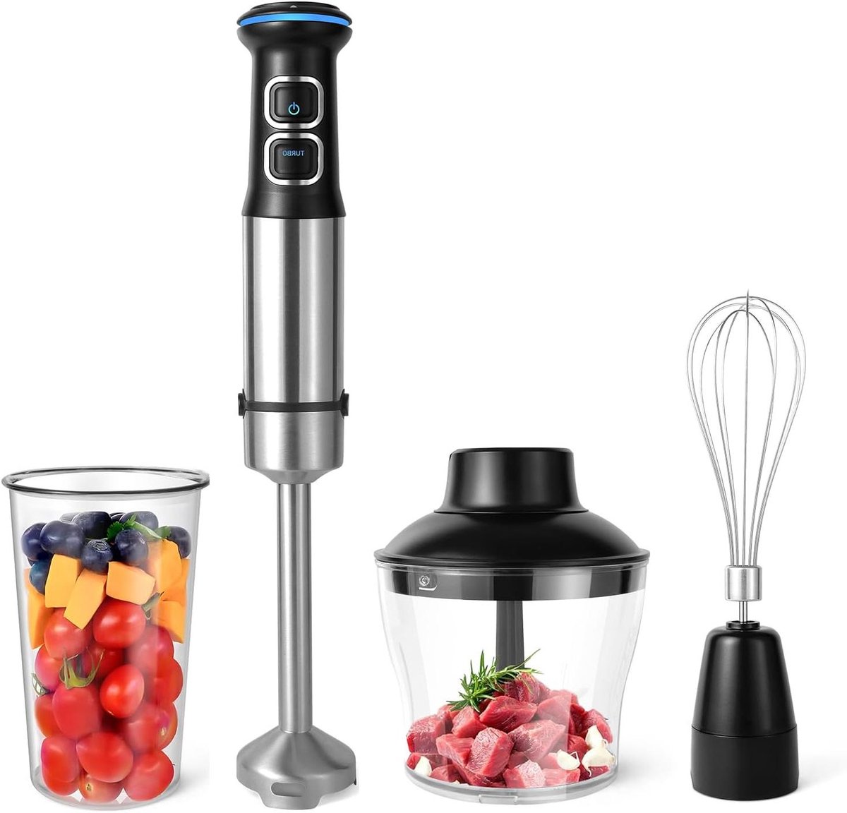 Hand Blender Set - Keukenmixer Staafmixer - Maaltijden Bereiden - 4-in-1 Functionaliteit - 600ML - Zwart