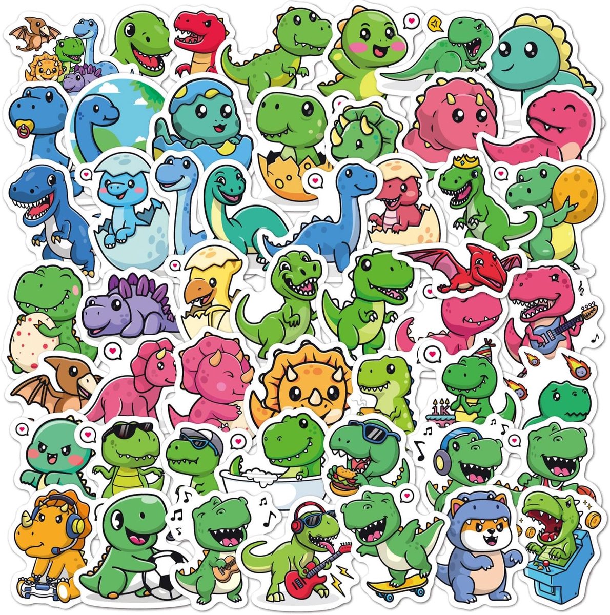 SnelShoppen - Zelfklevende Stickers Kleine Dinosaurus - Hoogwaardige Stickers voor Creatieve Ontwerpen, Kantoor, Huishouden, en Commerciële Gebruik -