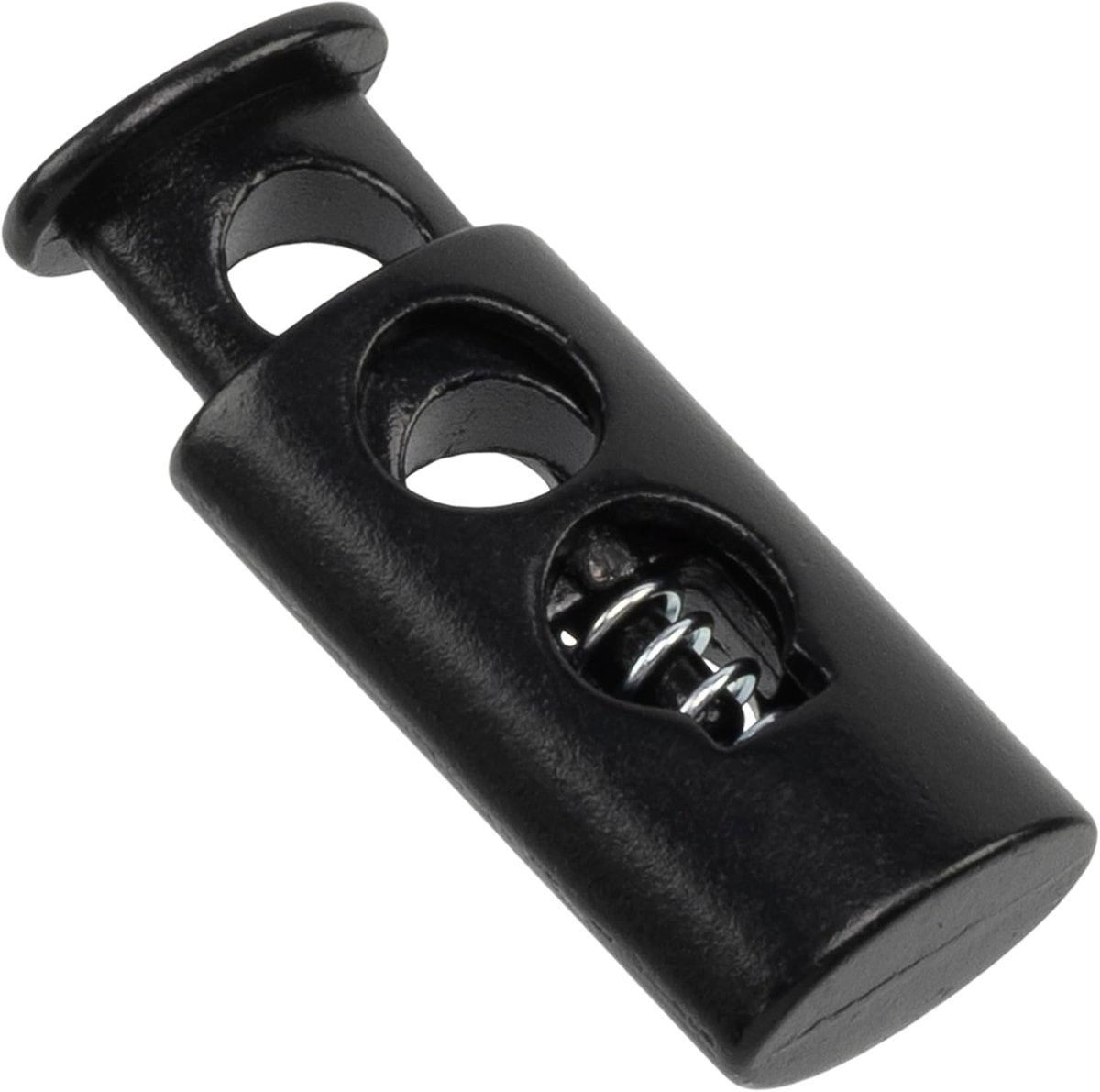 - C78264 - set met 4 koordstoppers met 2 gaten met veer - kabelstopper - opening 5 mm - van metaal - kleur zwart