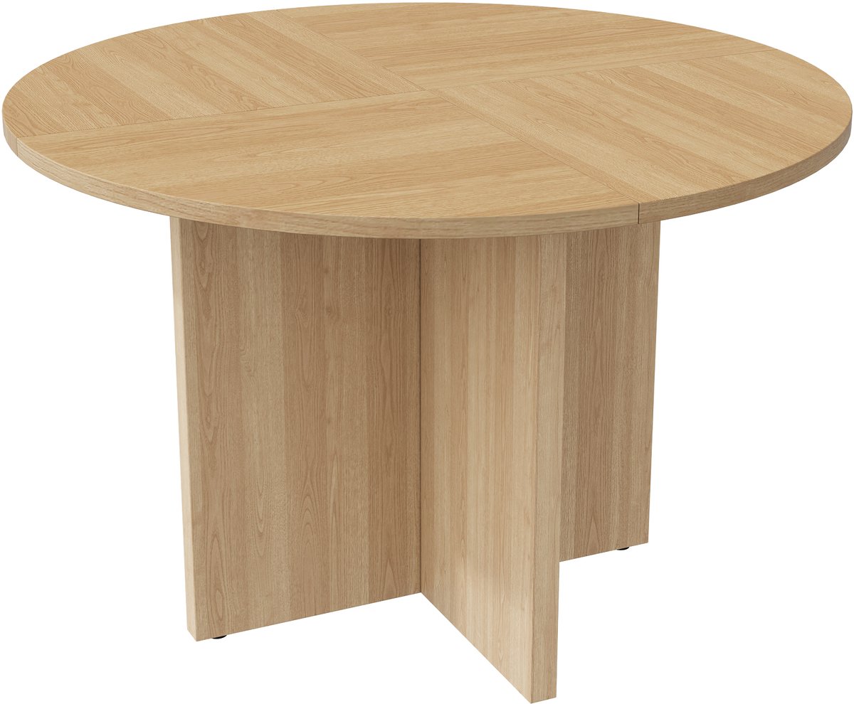 Ronde Eettafel - Scandinavische Eettafel - MDF Eettafel - Minimalistisch - Houtnerf - Klassiek - Eetkamer - 120 cm - 4-6 Personen - Eikenkleur