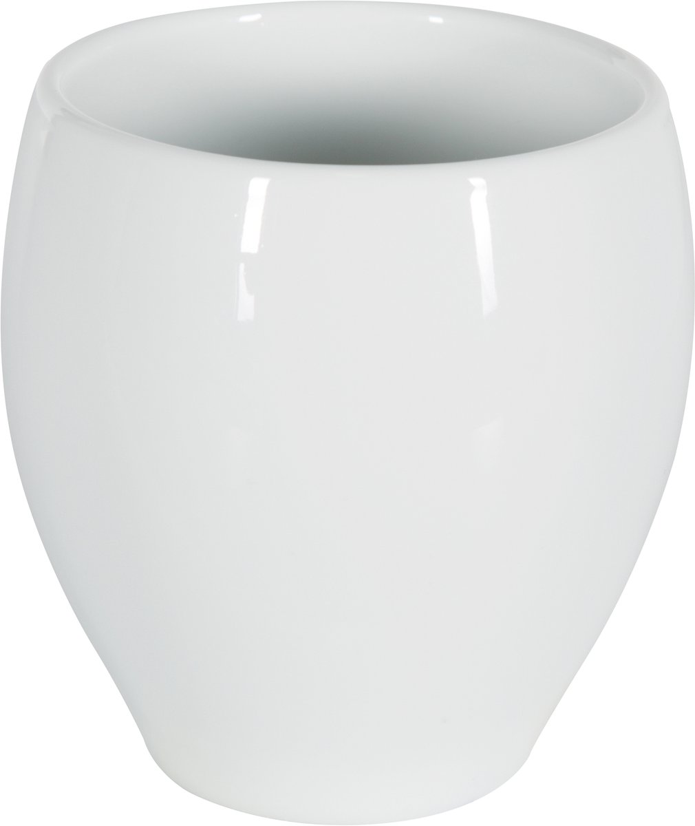 Spirella Tandenborstelhouder Porselein – Tumbler Badkamer Beker Wit – 9 x 9,5 cm – Tandenborstelhouder van Porselein