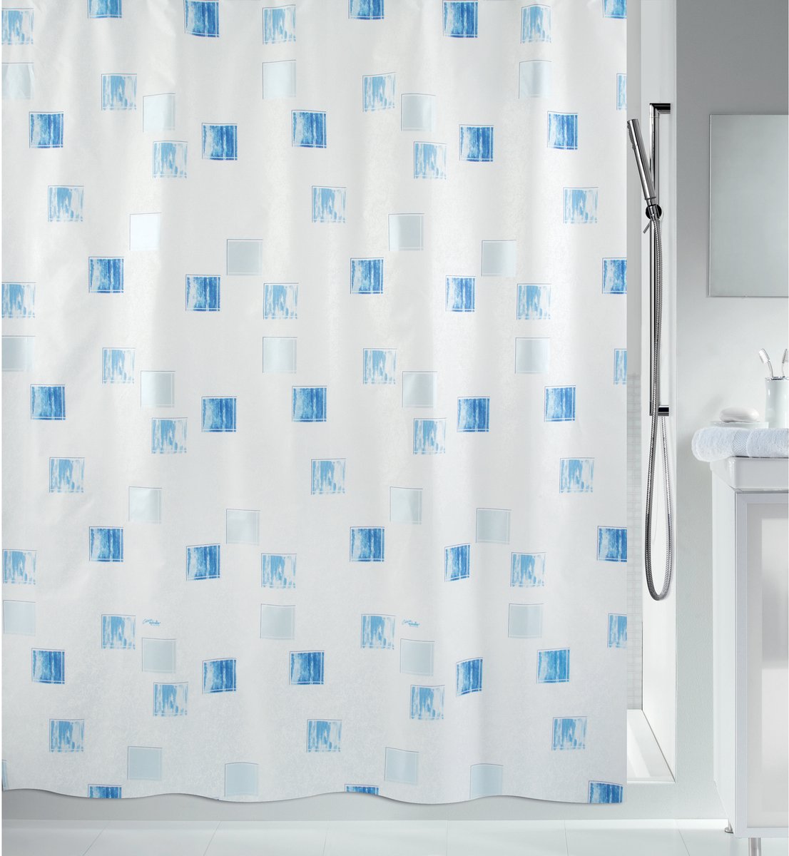 Spirella Milano Douchegordijn Polyester – Anti-Schimmel Douchegordijn met Decoratief Vlakkendesign