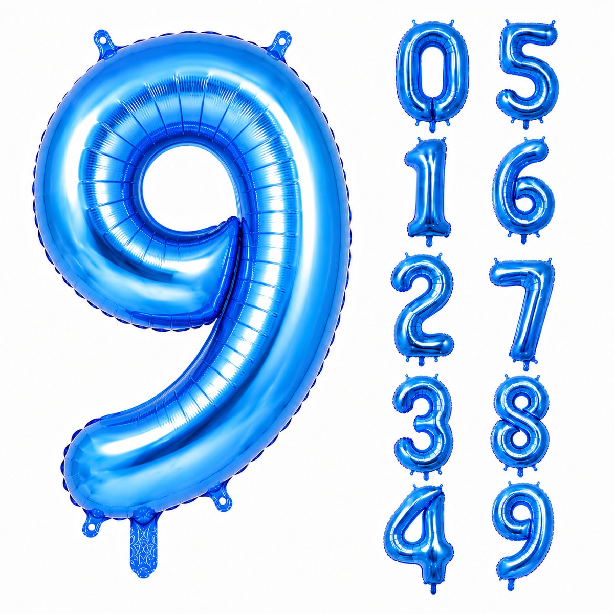 Fienosa Blauw Metallic Cijfer 9 Ballon 101 CM - Nummer 9 - Cijferballon - XL Groot - Helium Ballon - Verjaardag Ballon - Feestversiering - Verjaardag - Leeftijd - Getal