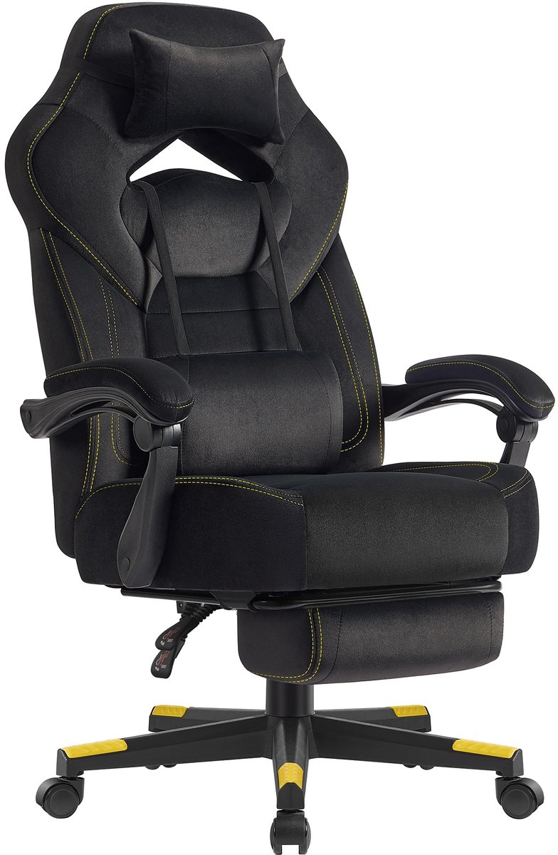 DayeLabel Gaming Stoel - Gamestoel - Computerstoel - Gaming Chair - Verstelbare Armleuningen - Gamestoel Met Voetsteun - Zwart