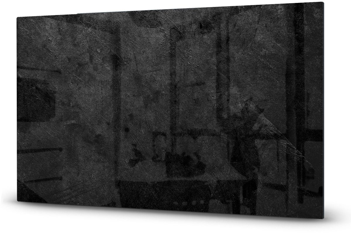 Mydesignglas Glazen Inductie Beschermer - Krasvrij Gehard Glas met Antislip - Afdekplaat voor Kookplaat - Spatscherm Achterwand Keuken - Zwart Beton - 90x52