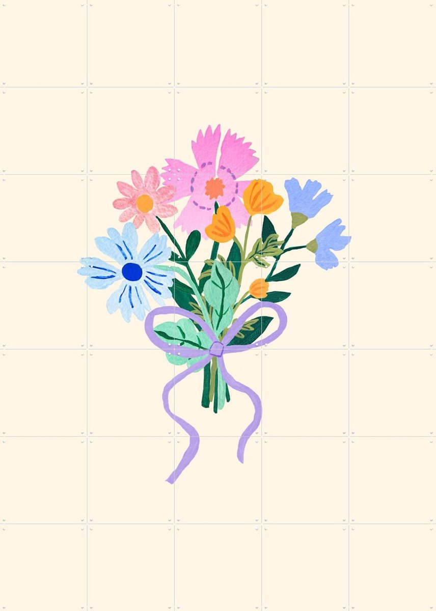 IXXI Floral Fantasy Bouquet, Palmartprints - 100 x 140 cm - Gratis ophangtool - Grote wanddecoratie en posters - Fantasierijk, Illustraties