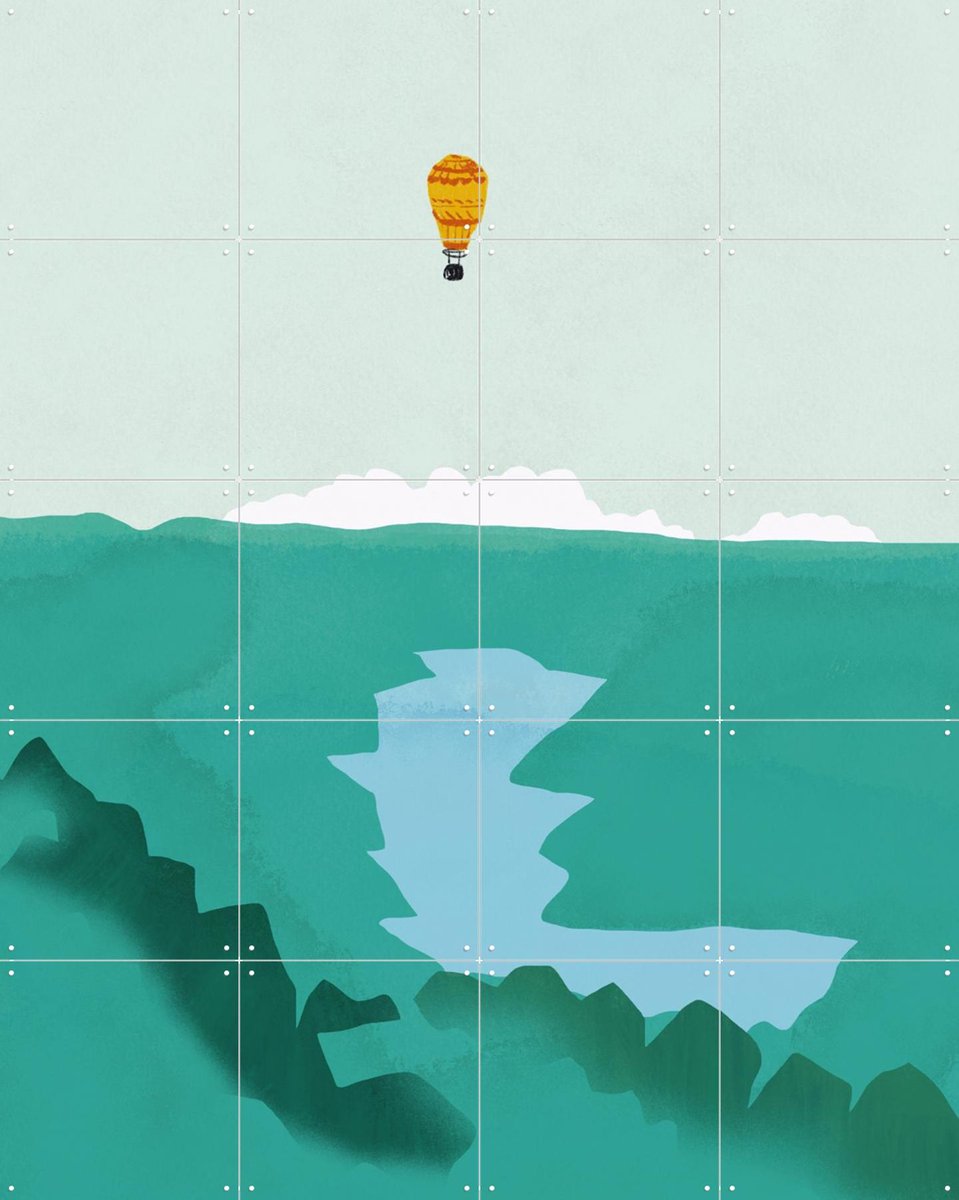 IXXI Hot Air Balloon Wanderlust, Little Dean & Various - 80 x 100 cm - Gratis ophangtool - Grote wanddecoratie en posters - Digitale Kunst, Kleurrijk
